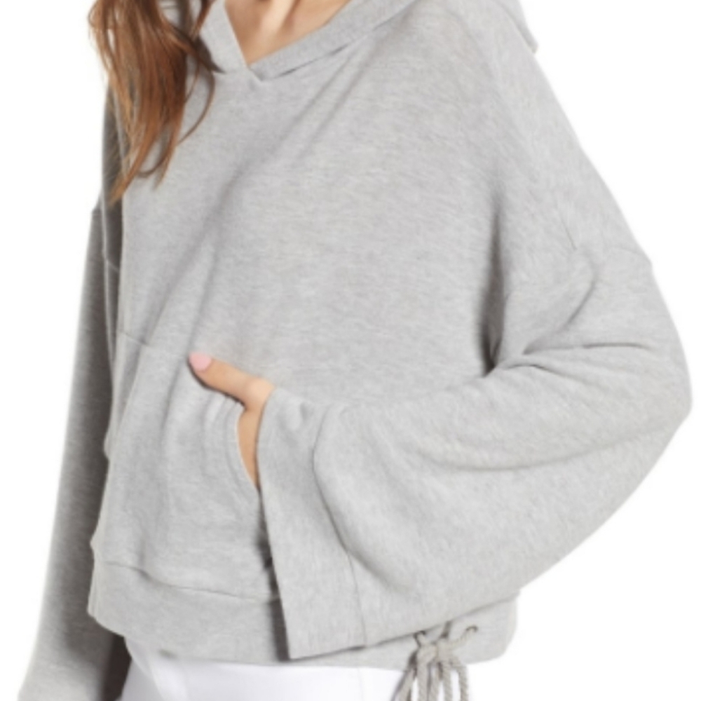 Cupcake and Cashmere Grey Bell Sleeve Oversized Adjustable Hoodie NWT Size XS